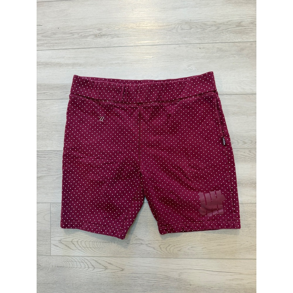Undefeated Mens Polka Dot Fleece Sweat Shorts Burgundy Maroon Size L 5-Strike